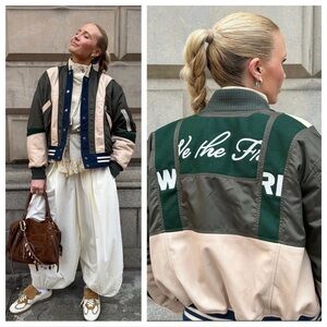 Free People We The Free Triple Kick Novelty Bomber Jacket NWT